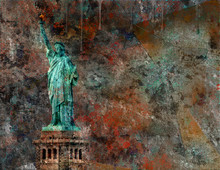 Digital Grunge Art Composition. Liberty Statue