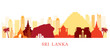 Sri Lanka Skyline Landmarks Colorful Silhouette Background