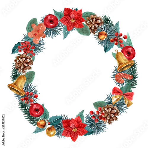 christmas wreath on white background