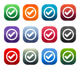 Check box icon shiny square buttons set illustration design