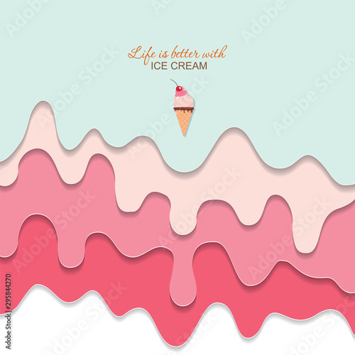 Fotografía Melted flowing ice cream background