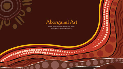 Wall Mural - Aboriginal dot art vector banner with text.