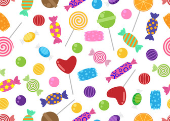 Seamless pattern of sweets and candies icon on white background