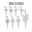 rowing boat icon set isolated whit names