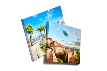 canvas photo prints isolated on white background. gallery wrap. colorful photographs printed on glos