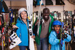 © JackF - Multiracial family posing in skiing gear