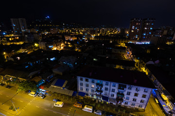 Night City Landscape, View From Above. 