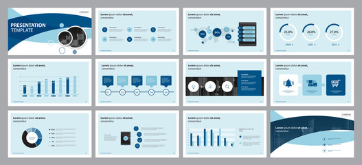 Fototapete -  business presentation design template and page layout design for brochure, annual report with info graphic  elements design concept