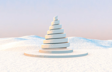 Aufkleber - Abstract 3d composition. Winter Christmas background with geometric shapes.