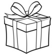 © Kurt - gift with bow. box, outline, comic, monochrome, christmas, birthday, present.