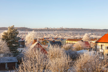 Sticker - Winter morning with frost in a city