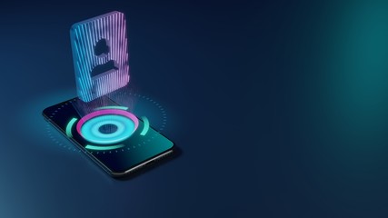 Poster - 3D rendering neon holographic phone symbol of portrait icon on dark background