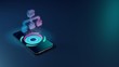 3D rendering neon holographic phone symbol of sitemap icon on dark background