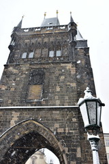 Wall Mural - place of interest in Prague covered by first snow