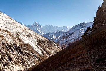 Canvas Print - Misty mountains. Morning in Himalayas, Nepal, Annapurna conservation area