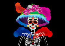 Catrina La Calavera. Catrina Is A Character Of The Mexican Popular Culture That Represent The Death And Is Part Of The Collective Imaginary That Refers To The Celebration Of The Day Of The Dead