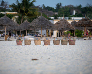 Wicker basket on the beach