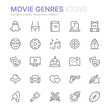 Collection of movie genres related line icons. 48x48 Pixel Perfect. Editable stroke