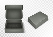 Gray Blank Cardboard Box With Flip Top