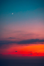 Beautiful Sunset With A Moon