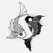Yin Yang Symbol With Koi Fish.