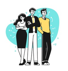 Wall Mural - portrait of creative confident business team standing together. succesfull team concept illustration