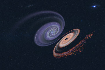 Wall Mural - merging giant black holes in space (element of this image furnished by nasa)