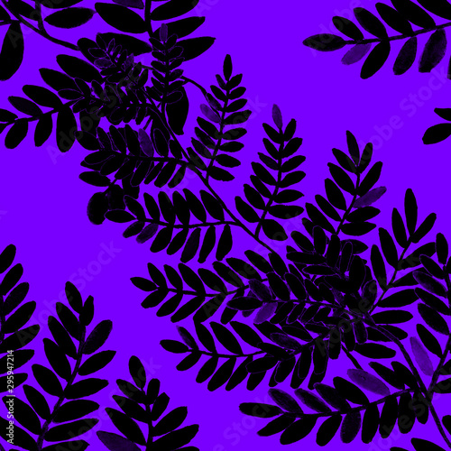 Watercolor seamless pattern with fern leaves. Leaf background.Floral vintage ...