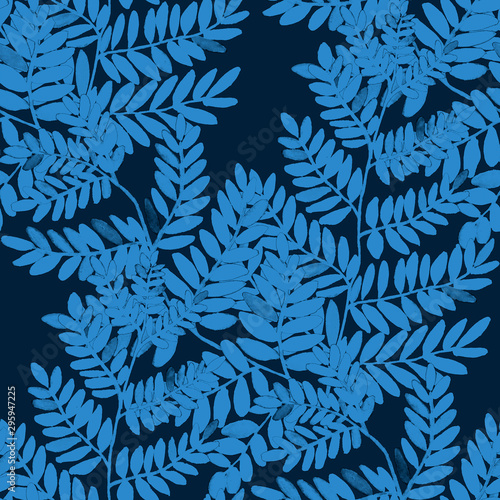 Watercolor seamless pattern with fern leaves. Leaf background.Floral vintage ...