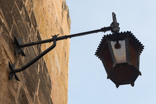 A Dark Lamp Hanging On A Wall In The Medieval City Of Mdina (Malta)
