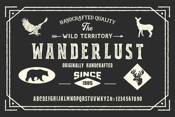 Wall Mural - Original Handmade Textured Font. Retro Typeface. Vector Illustration.