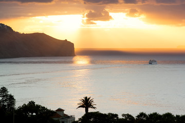 Funchal city at sunrise  ,  Madeira island