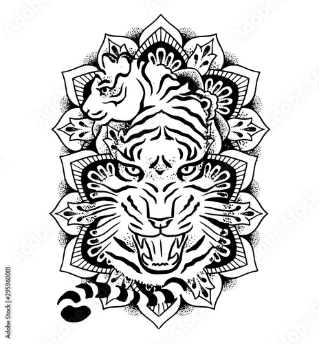 Two Mandala Tigers Fierce And Gentle Stock Vector Adobe Stock