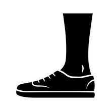 Trainers Glyph Icon. Women And Men Stylish Footwear. Unisex Casual Sneakers, Modern Comfortable Tennis Shoes. Male And Female Fashion. Silhouette Symbol. Negative Space. Vector Isolated Illustration