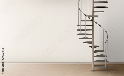 Dekoracja na wymiar  spiralne-schody-w-pustym-wnetrzu-domu-z-czysta-sciana-i-podloga-metalowa-spiralna-okragla-drabina