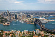 Sydney Australia city and harbour as seen from the air and taken from a helicopter