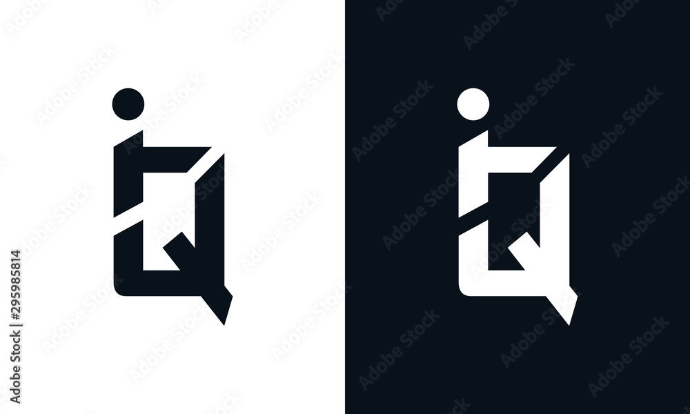 Modern abstract letter IQ logo. This logo icon incorporate with two abstract shape in the creative process. - obrazy, fototapety, plakaty 