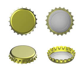 Wall Mural - Aluminum bottle cap top, bottom, side view on white background