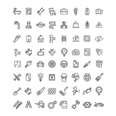 Engineering Black Thin Line Icon Set. Vector