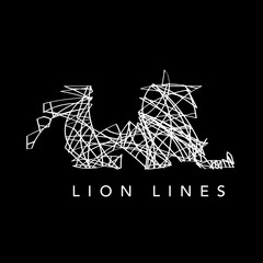 Wall Mural - simple abstract lion lines illustration on black background