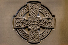 Wonderful Embossed Celtic Stone Cross, Full Of Details And Textures In Its Elaborate Carvings.