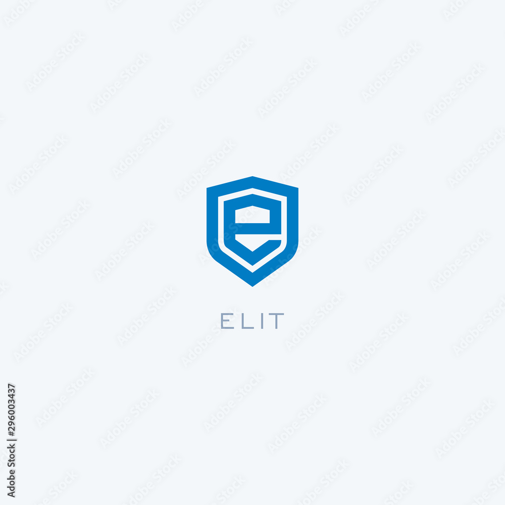 Abstract linear letter initial e shield logo icon design modern minimal ...