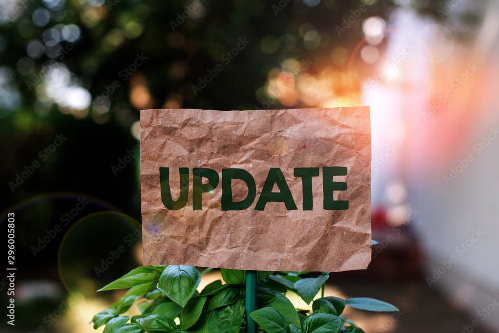 Update One Written Word writing text UPDATE. Business photo showcasing make something more ...
