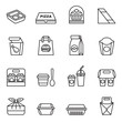Fast food. Take away. Package icons for delivery. Thin line style stock vector.