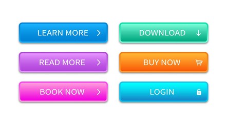 Sticker - multicolored rectangular shape web button. vector concept element for website. trendy of buttons set