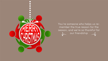 Wall Mural - merry christmas card with elfs people ornament and text. vector design