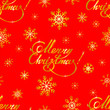 © Svetlana - Vector seamless pattern with golden snowflakes and lettering 'Merry Christmas!' on red. Bright ornament for winter holidays. Christmas