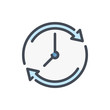 Refresh time color line icon. Update clock vector outline colorful sign.