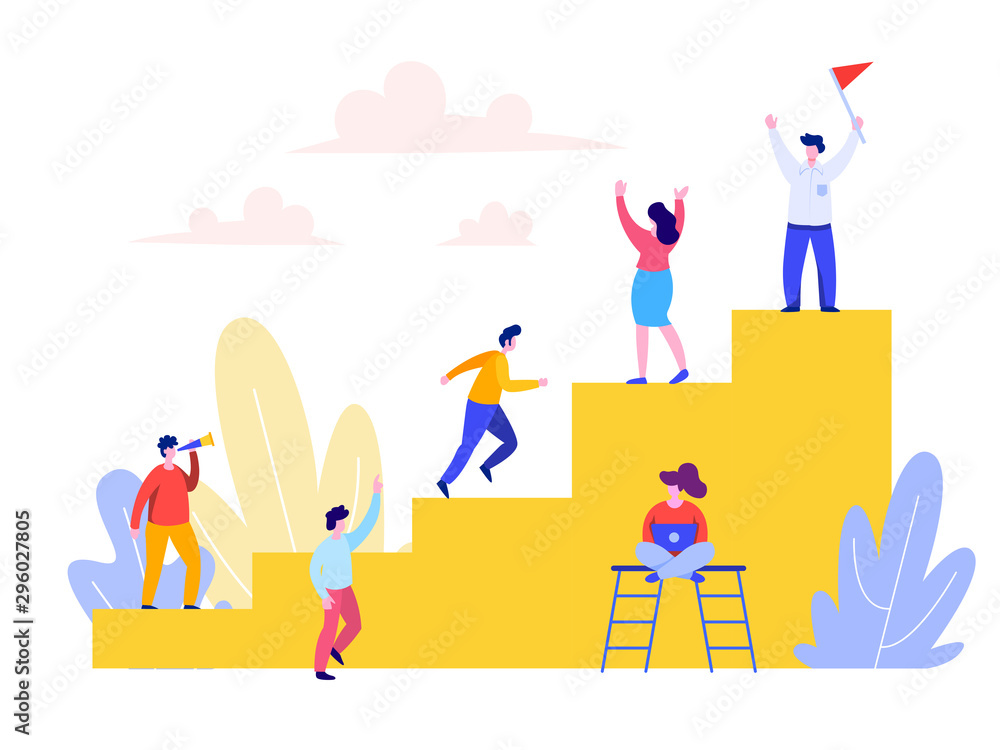 Career Development Concept. Flat vector illustration on White ...