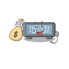 Sticker - With money bag digital clock isolated in the mascot